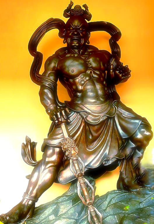 Vajrapani (dev holding Vajr:), a Dharm-Pal or Lok-Pal statue in Alirlh stance from Vietnam. As a protector of Dharm: his statues are common from temples of Gandhar to the Shaolin Kung-fu warrior temples of China, Japan etc.