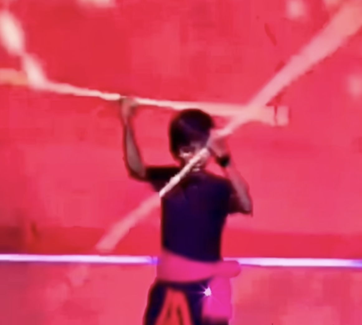 Rushik's solo Silambam on stage